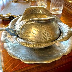 Arthur Court cabbage soup, tureen/punch bowl three-piece set